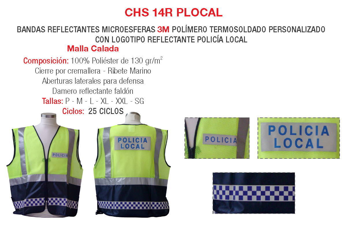 CHALECO REFLECTANTE MODELO CHS-14 POLICIA LOCAL - Uniforme Policial. TOTTEX